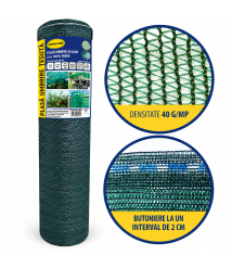 Plasa umbrire 40 g/mp, 2 x 100 m, verde
